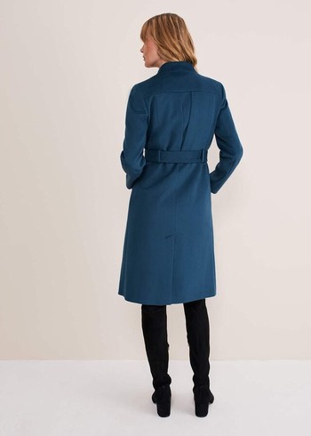 Phase Eight Susie Collarless Wrap Coats Blue Australia | AK9143025